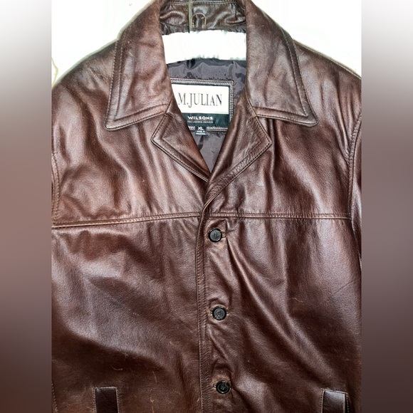 IMPRESSIVE VINTAGE WILSON’S M. JULIAN BROWN DISTRESSED LEATHER JACKET XL - Picture 3 of 12
